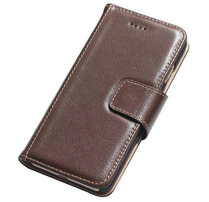 Real Genuine Cowhide Leather iPhone 7 Luxury Wallet Stand Case