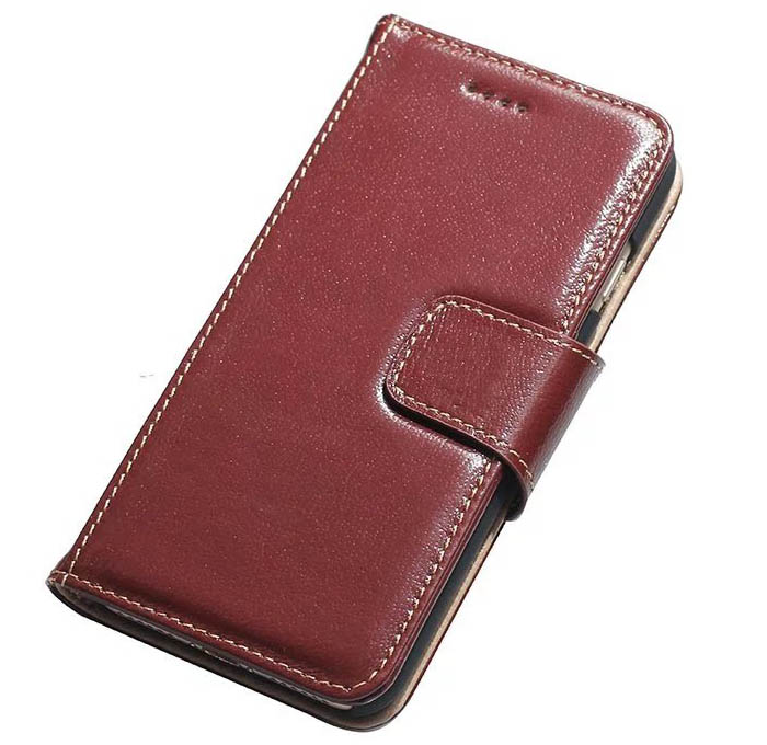 Real Genuine Cowhide Leather iPhone 7 Luxury Wallet Stand Case