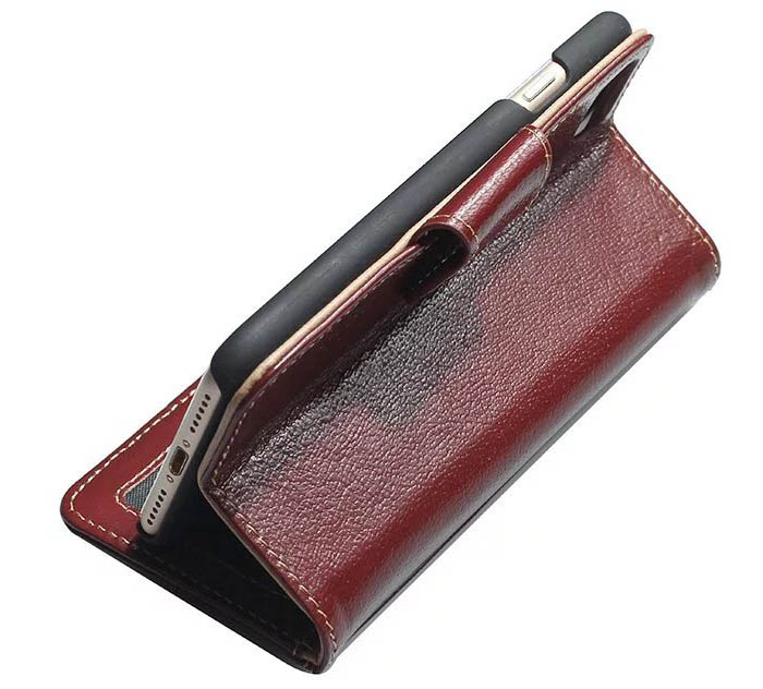 Real Genuine Cowhide Leather iPhone 7 Luxury Wallet Stand Case