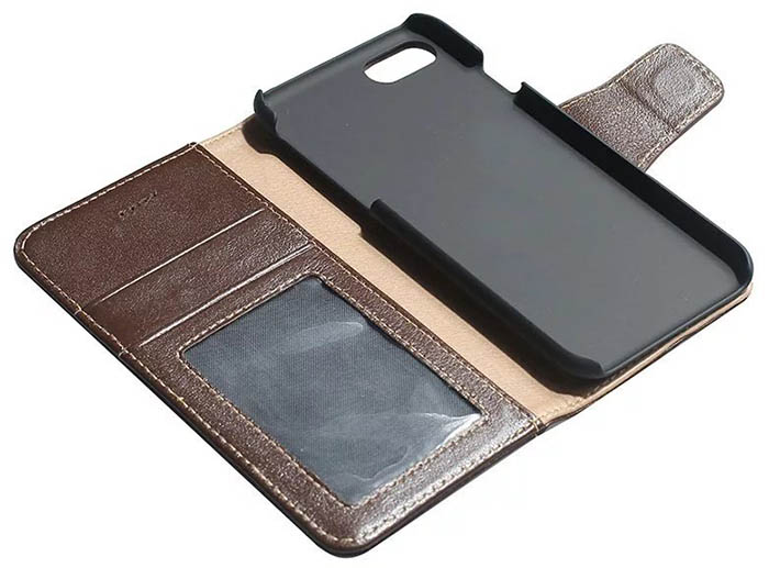 Real Genuine Cowhide Leather iPhone 7 Luxury Wallet Stand Case