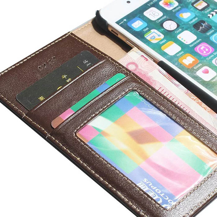 Real Genuine Cowhide Leather iPhone 7 Luxury Wallet Stand Case