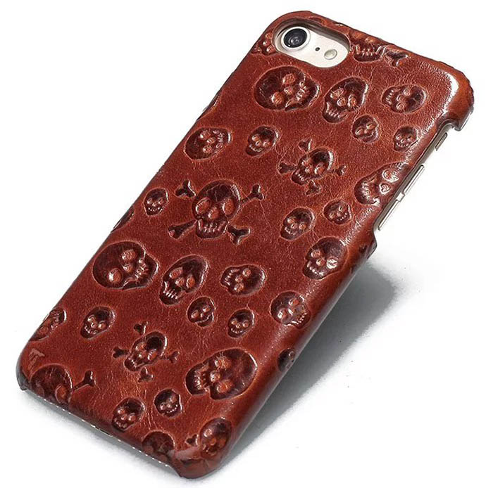 Pirate Skull Pattern iPhone 7 Genuine Leather Back Cover Case