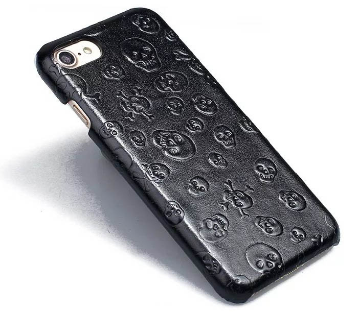 Pirate Skull Pattern iPhone 7 Genuine Leather Back Cover Case