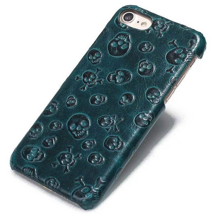 Pirate Skull Pattern iPhone 7 Genuine Leather Back Cover Case