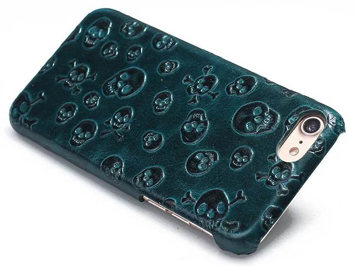 Pirate Skull Pattern iPhone 7 Genuine Leather Back Cover Case