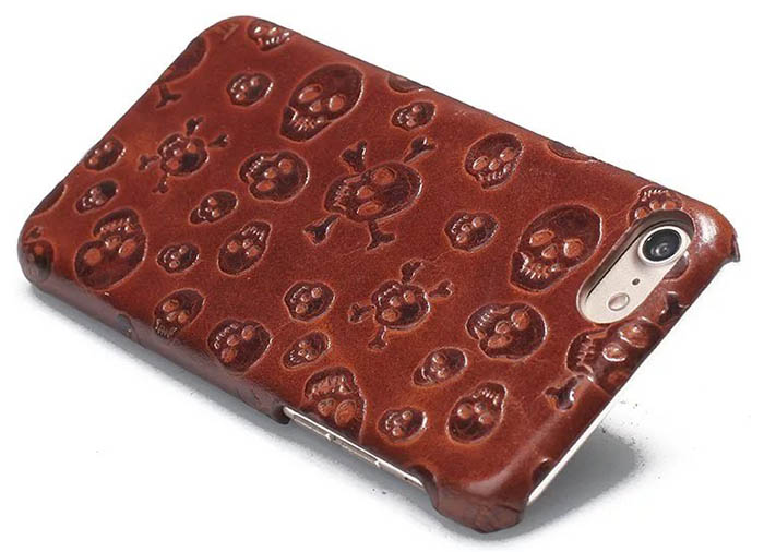 Pirate Skull Pattern iPhone 7 Genuine Leather Back Cover Case