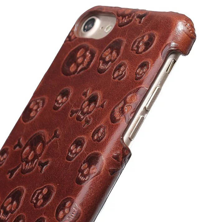 Pirate Skull Pattern iPhone 7 Genuine Leather Back Cover Case