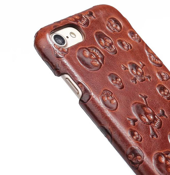 Pirate Skull Pattern iPhone 7 Genuine Leather Back Cover Case