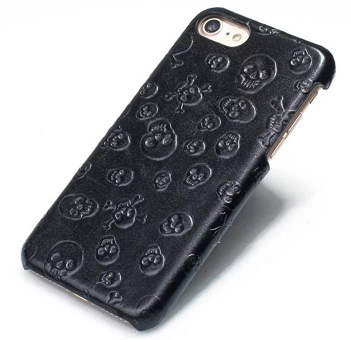 Pirate Skull Pattern iPhone 7 Genuine Leather Back Cover Case