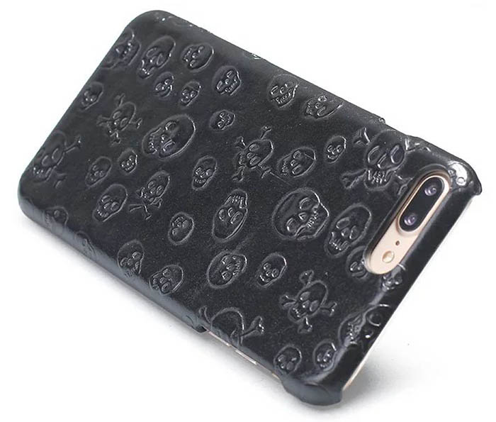 Pirate Skull Pattern iPhone 7 Plus Genuine Leather Back Cover Case