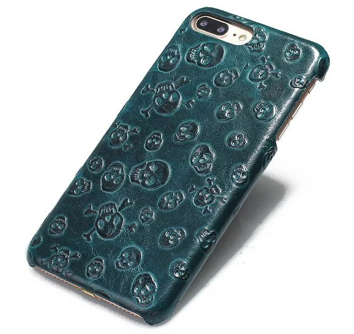 Pirate Skull Pattern iPhone 7 Plus Genuine Leather Back Cover Case