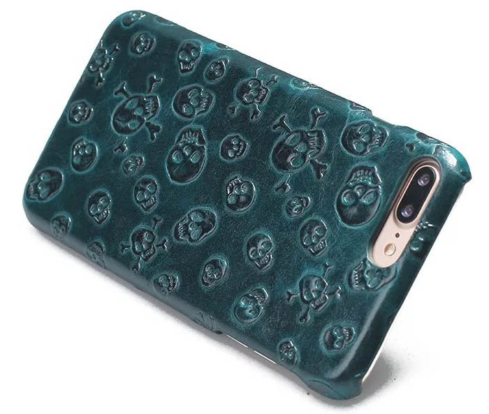Pirate Skull Pattern iPhone 7 Plus Genuine Leather Back Cover Case