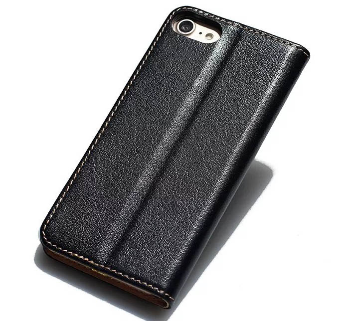 Real Genuine Cowhide Leather iPhone 7 Slot Card Stand Case