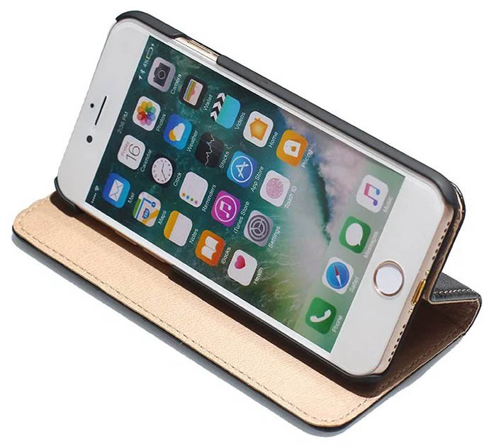 Real Genuine Cowhide Leather iPhone 7 Slot Card Stand Case