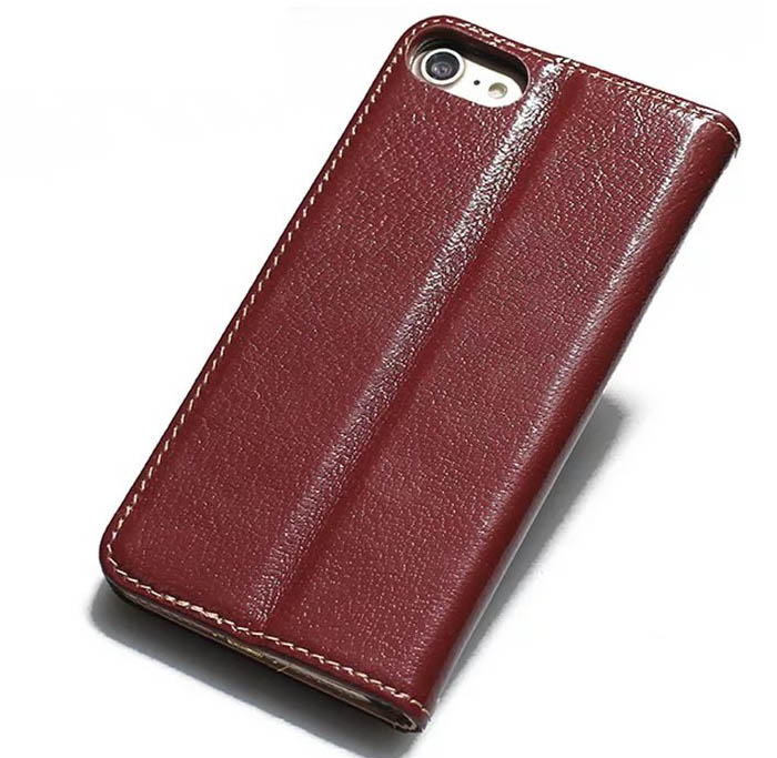 Real Genuine Cowhide Leather iPhone 7 Slot Card Stand Case