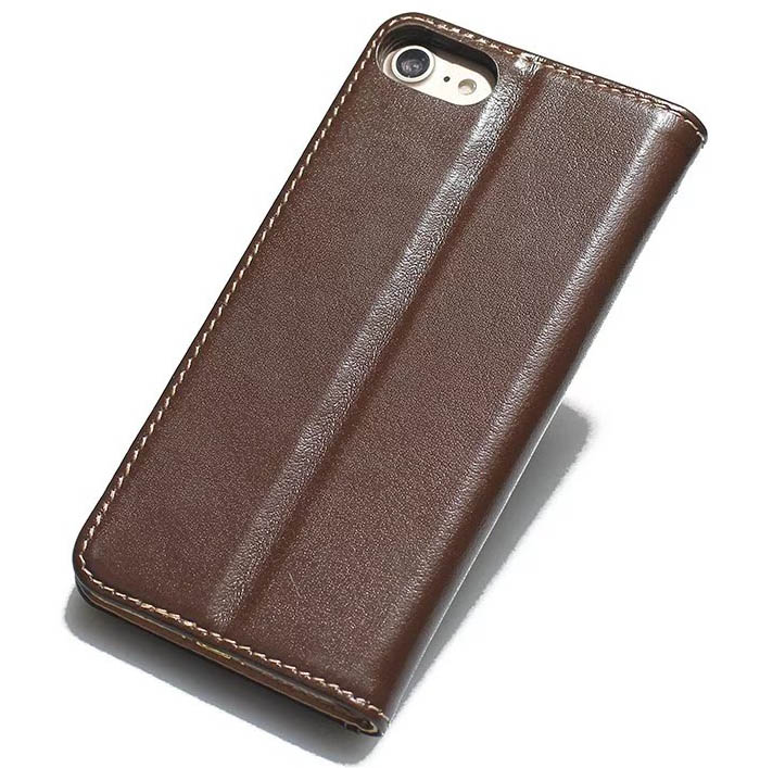 Real Genuine Cowhide Leather iPhone 7 Slot Card Stand Case