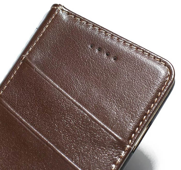 Real Genuine Cowhide Leather iPhone 7 Slot Card Stand Case