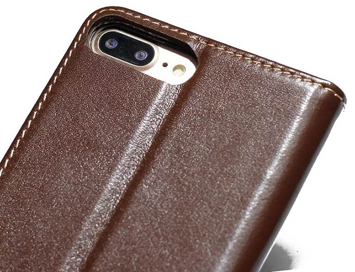 Real Genuine Cowhide Leather iPhone 7 Plus Slot Card Stand Case