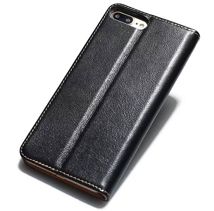 Real Genuine Cowhide Leather iPhone 7 Plus Slot Card Stand Case