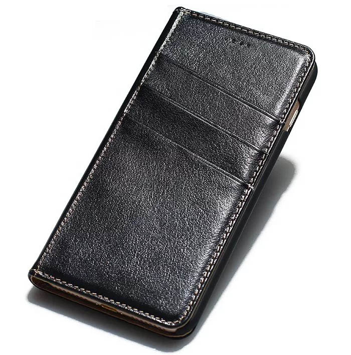 Real Genuine Cowhide Leather iPhone 7 Plus Slot Card Stand Case