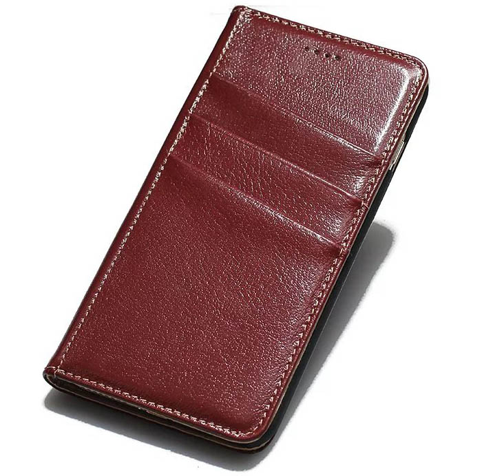 Real Genuine Cowhide Leather iPhone 7 Plus Slot Card Stand Case