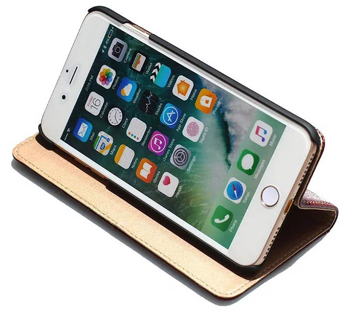 Real Genuine Cowhide Leather iPhone 7 Plus Slot Card Stand Case