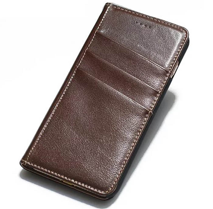 Real Genuine Cowhide Leather iPhone 7 Plus Slot Card Stand Case