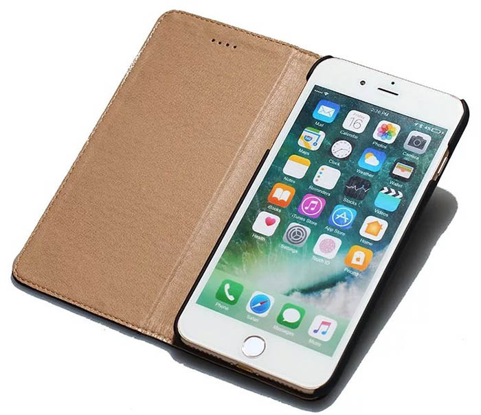 Real Genuine Cowhide Leather iPhone 7 Plus Slot Card Stand Case