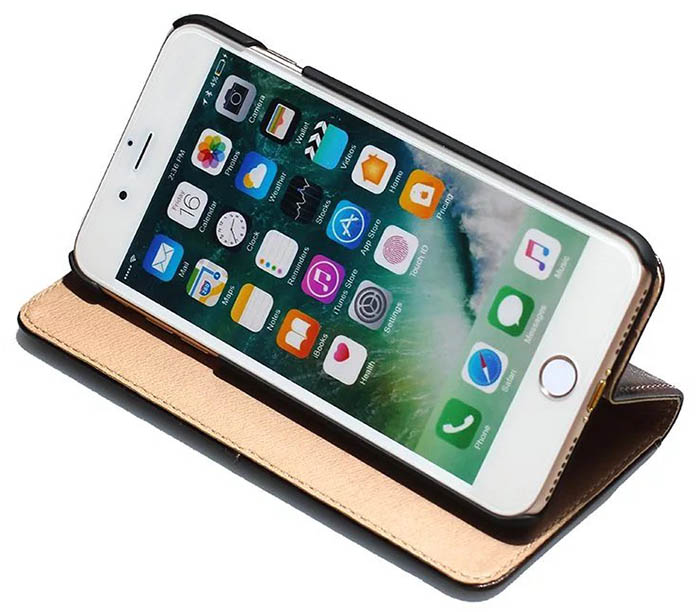 Real Genuine Cowhide Leather iPhone 7 Plus Slot Card Stand Case