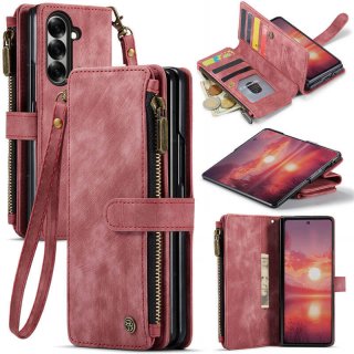 CaseMe Samsung Galaxy Z Fold8 Ultra Wallet Case with Zipper Pocket & Wireless Charging Red