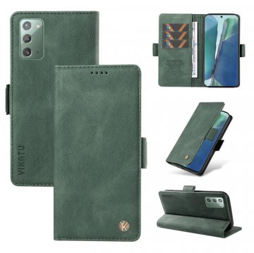 YIKATU Samsung Galaxy Note 20 Skin-touch Wallet Kickstand Case Green