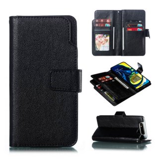 Samsung Galaxy A80 Wallet 9 Card Slots Stand Case Black