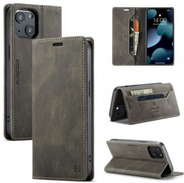 Autspace iPhone 13 RFID Blocking Wallet Case Coffee