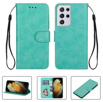 Samsung Galaxy S21/S21 Plus/S21 Ultra Crazy Horse Texture Wallet Case Green