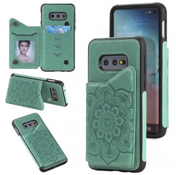 Samsung Galaxy S10e Embossed Wallet Magnetic Stand Case Green