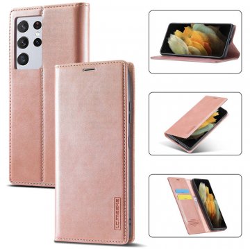 LC.IMEEKE Samsung Galaxy S21 Ultra Wallet Kickstand Magnetic Case Rose Gold