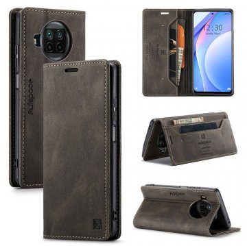 Autspace Xiaomi Mi 10T Lite Wallet Kickstand Magnetic Case Coffee