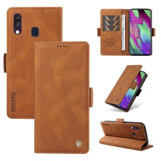 YIKATU Samsung Galaxy A40 Skin-touch Wallet Kickstand Case Brown