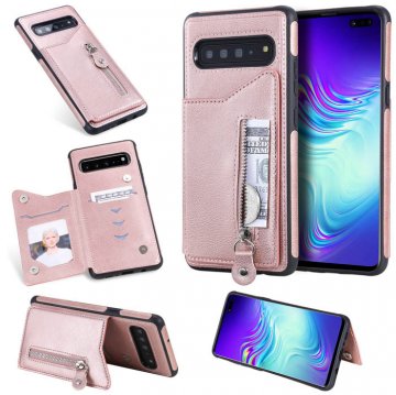 Samsung Galaxy S10 5G Wallet Card Slots Shockproof Cover Rose Gold