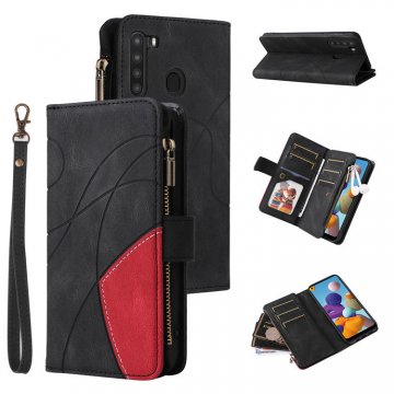 Samsung Galaxy A21 EU Version Zipper Wallet Magnetic Stand Case Black