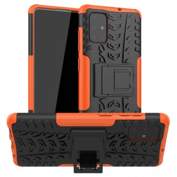 Samsung Galaxy A71 Hybrid Rugged PC + TPU Kickstand Case Orange