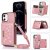 Bling Crossbody Bag Wallet iPhone 12 Mini Case with Lanyard Strap Rose Gold