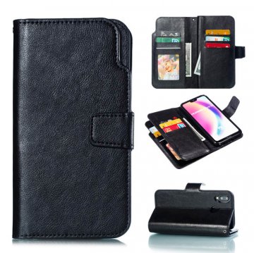 Huawei P20 Lite Wallet 9 Card Slots Stand Leather Case Black