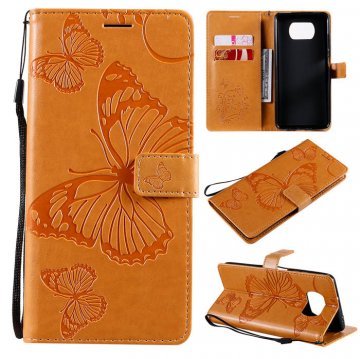 Xiaomi Poco X3 NFC Embossed Butterfly Wallet Magnetic Stand Case Yellow