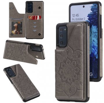 Samsung Galaxy S20 FE Embossed Wallet Magnetic Stand Case Gray