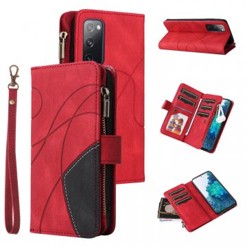 Samsung Galaxy S20 FE Zipper Wallet Magnetic Stand Case Red