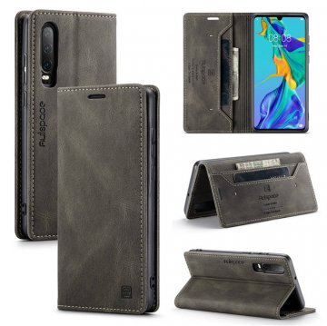 Autspace Huawei P30 Wallet Kickstand Magnetic Case Coffee