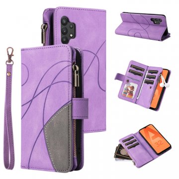 Samsung Galaxy A32 4G Zipper Wallet Magnetic Stand Case Purple