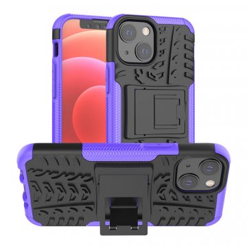 iPhone 13 Mini Anti-Slip Dual Layer Hybrid Kickstand Case Purple