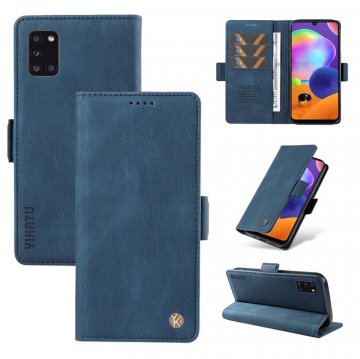 YIKATU Samsung Galaxy A31 Skin-touch Wallet Kickstand Case Blue
